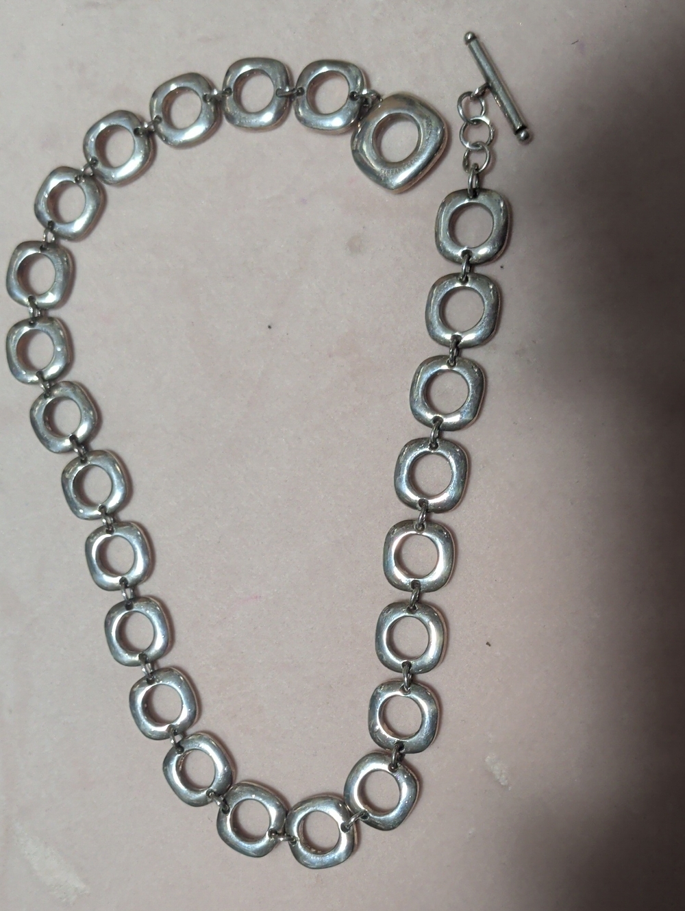 Tiffany & Co. Sterling Silver Square Cushion Link Chain Toggle Necklace